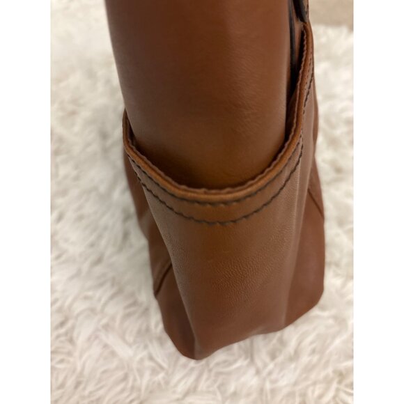 Relic By Fossil Brown Faux Leather Tote Bag With Outer Pockets & Silver Logo Acc - Picture 11 of 16